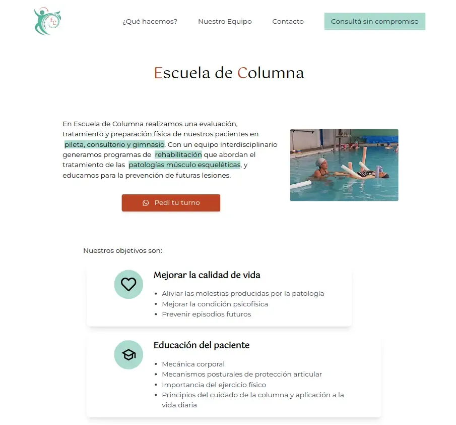 Escuela de Columna - Professional Website